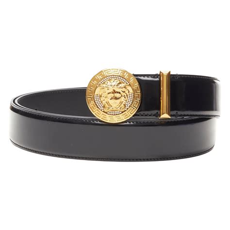 versace black & gold medusa medallion belt|all black Versace shoes.